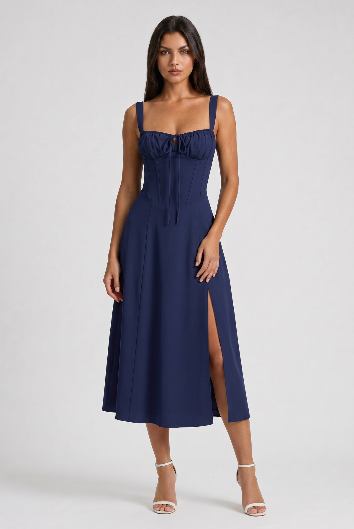 Vestido Midi Aurora Azul Oscuro