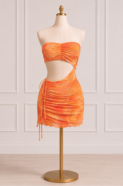 Vestido Corto Ana de Tul Naranja