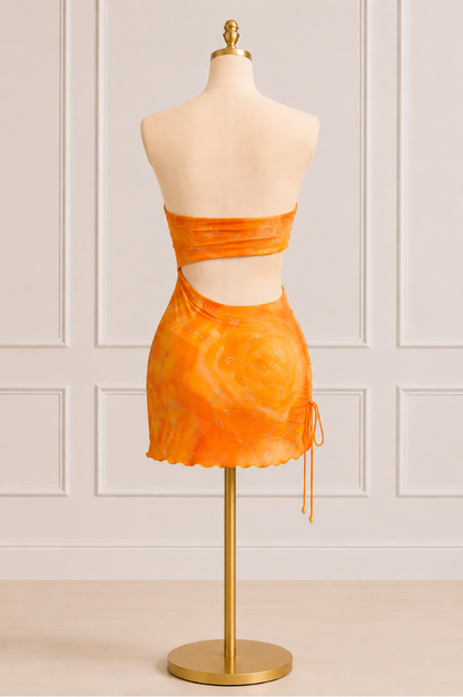 Vestido Corto Ana de Tul Naranja