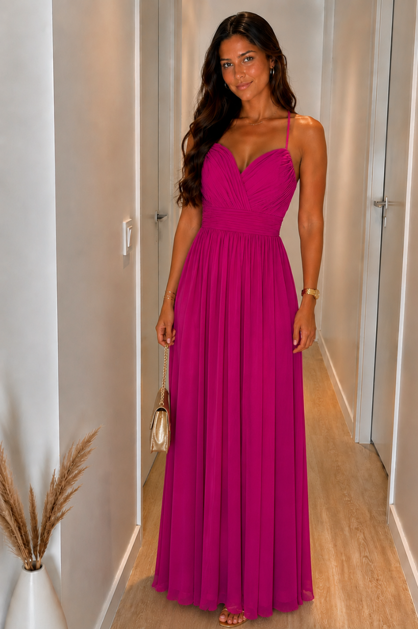 Vestido Largo Gisela Fucsia