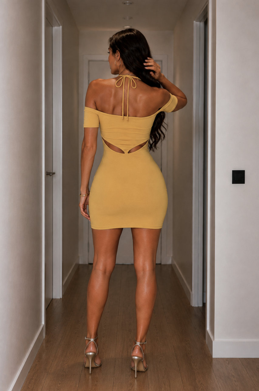 Vestido Corto Ada Mostaza