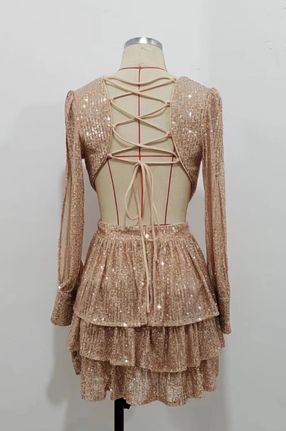 Vestido Elena Dorado Lentejuelas
