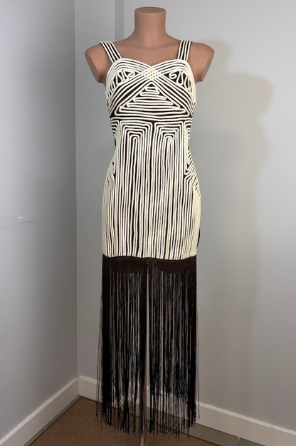Vestido Aura de Flecos Marrón Oscuro