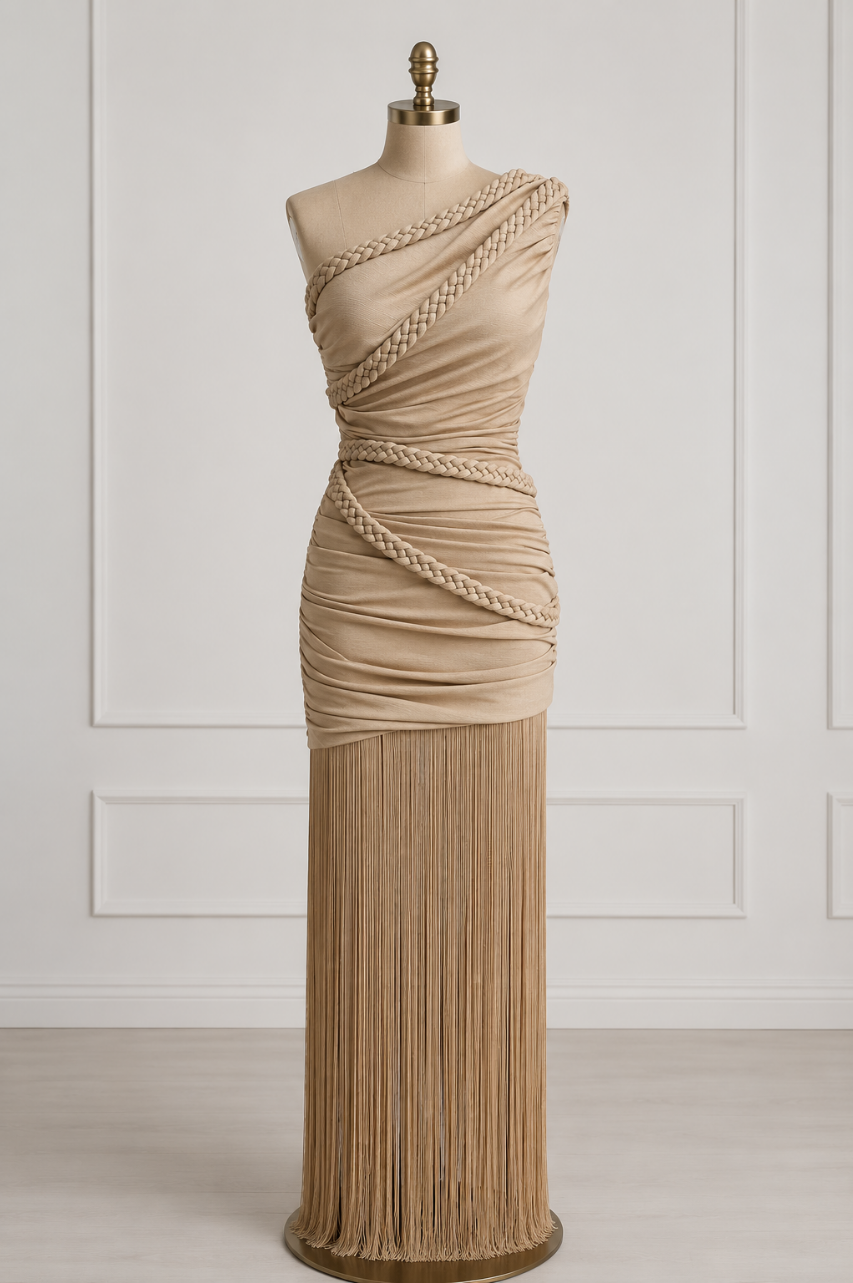 Vestido Lorena Asimétrico de Flecos