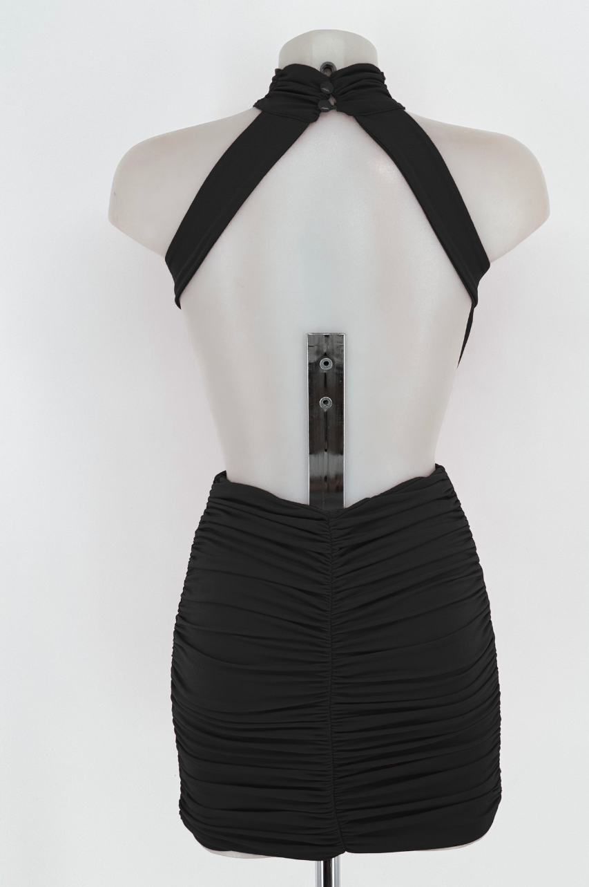 Vestido Corto Vania Negro Espalda Descubierta