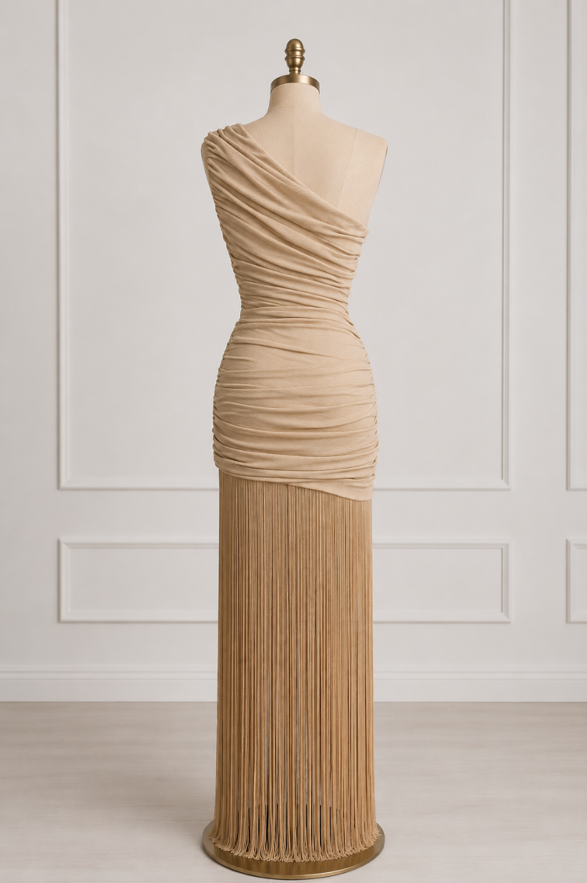 Vestido Lorena Asimétrico de Flecos
