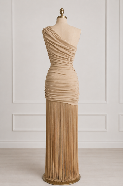 Vestido Lorena Asimétrico de Flecos