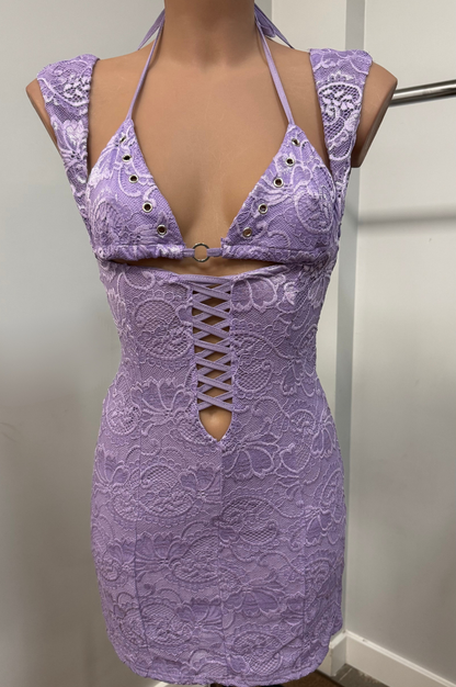 Vestido Corto Frida de Encaje Lila