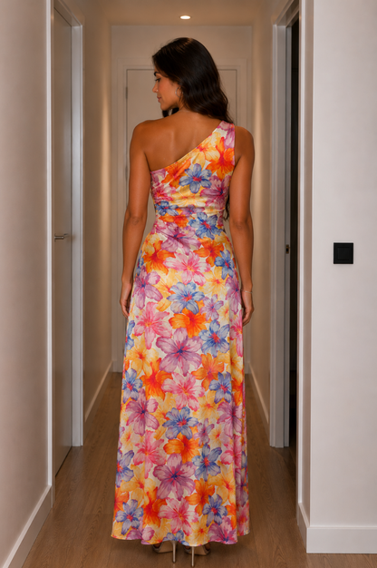 Vestido Largo Dyana Asimétrico Blanco