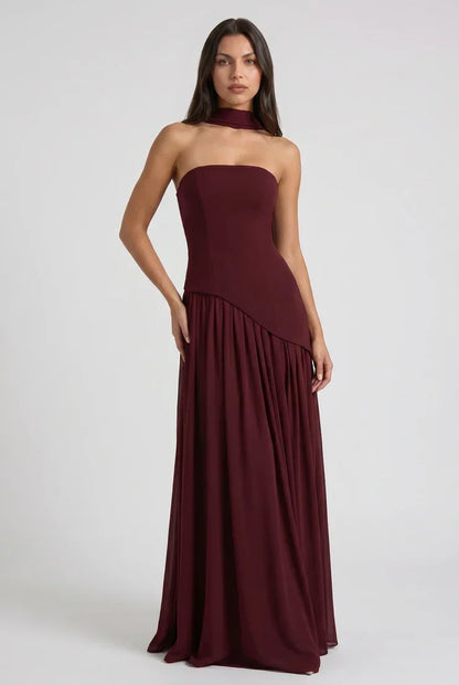 Vestido Largo Serena Burdeos