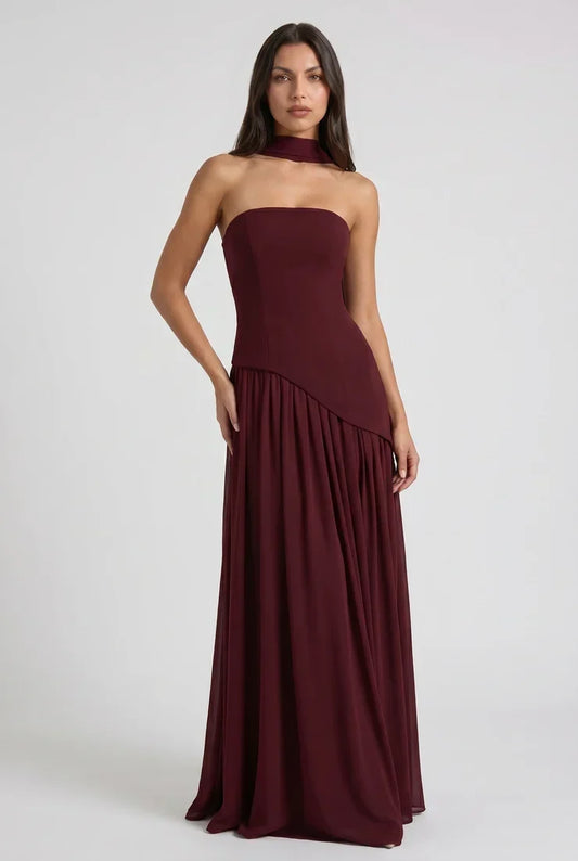 Vestido Largo Serena Burdeos