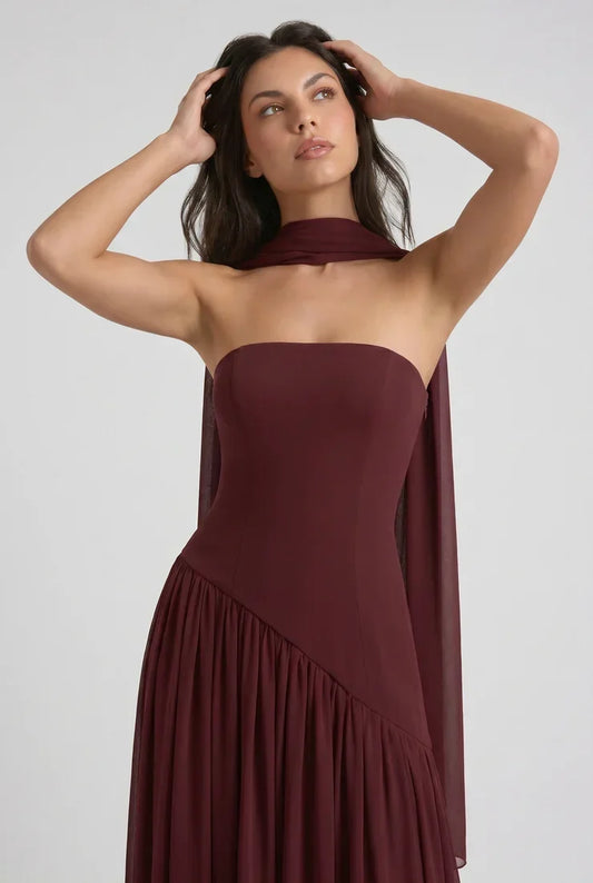 Vestido Largo Serena Burdeos