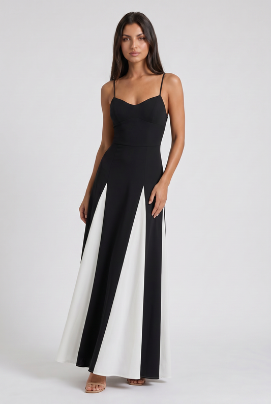 Vestido Midi Portofino Blanco y Negro